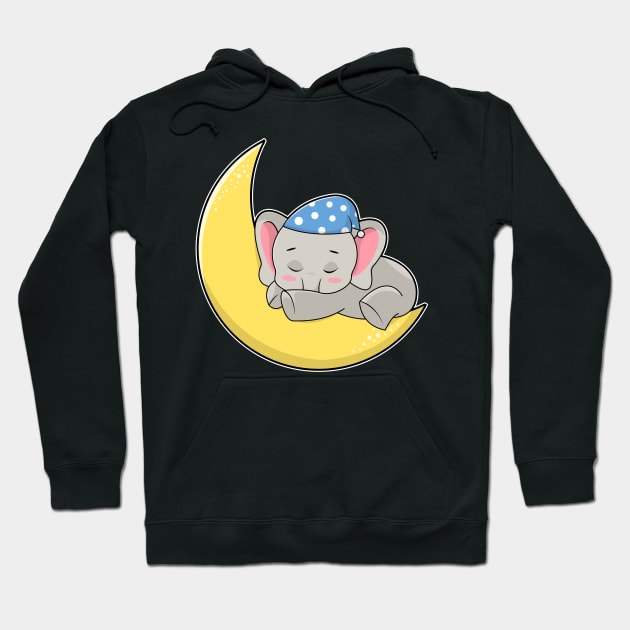 Elephant at Sleeping with Sleeping mask & Moon Hoodie by Markus Schnabel